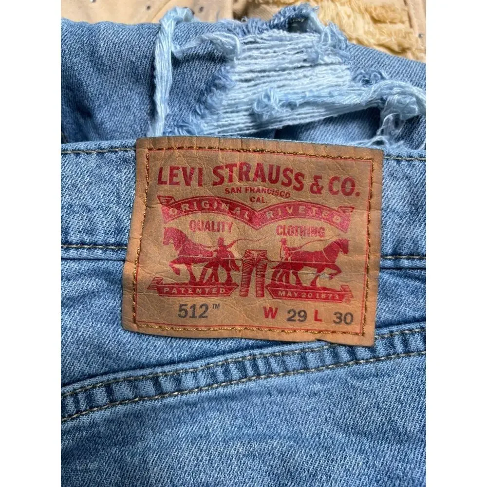 Levi's 512 Distressed Jeans Mens Size 29x30 Blue Medium Wash Mid Rise